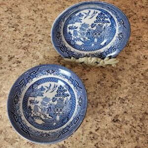 Vintage Churchill Blue Willow 6" Set Of 4 Cereal Dessert Bowls England